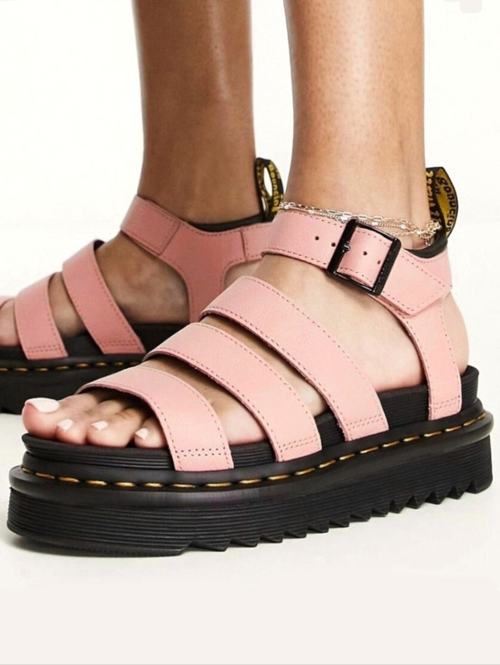 New! DR. MARTENS Blaire Gladiator Hydro Platform Sandals US 9 Pink Leather